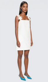 Kira Flower Strapless Mini Dress In White